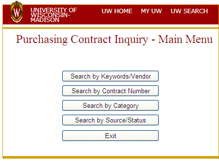Contract Search Main Menu